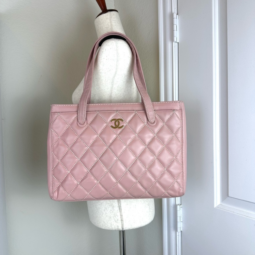 Authentic ✨ CHANEL Pink Wildstitch CC Shopper Quilted Tote ✨ - Picture 11 of 11